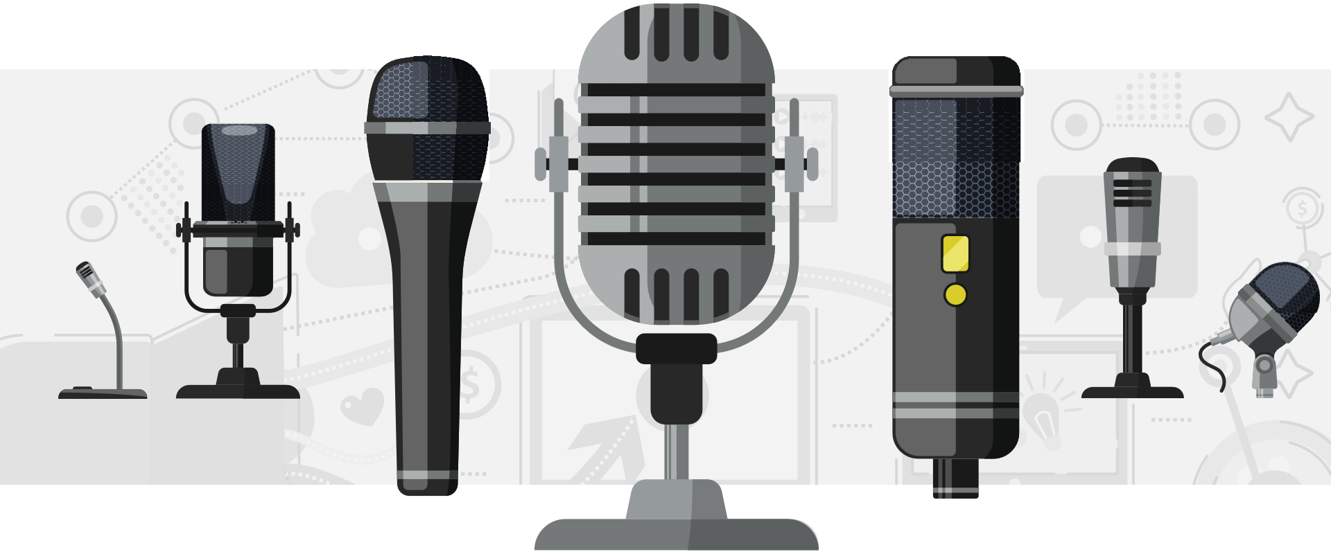 Group of best podcast microphones
