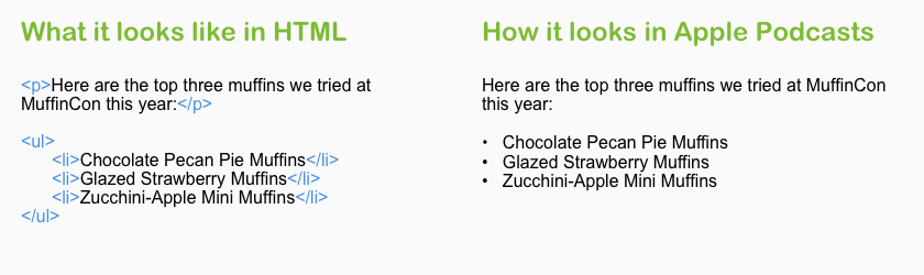 Unordered list tag