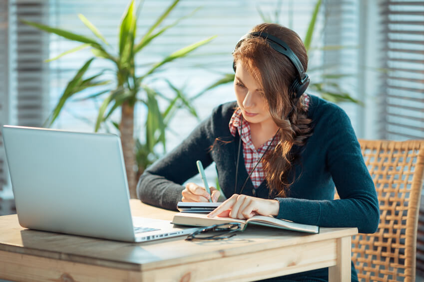 Student working on school work at her own pace