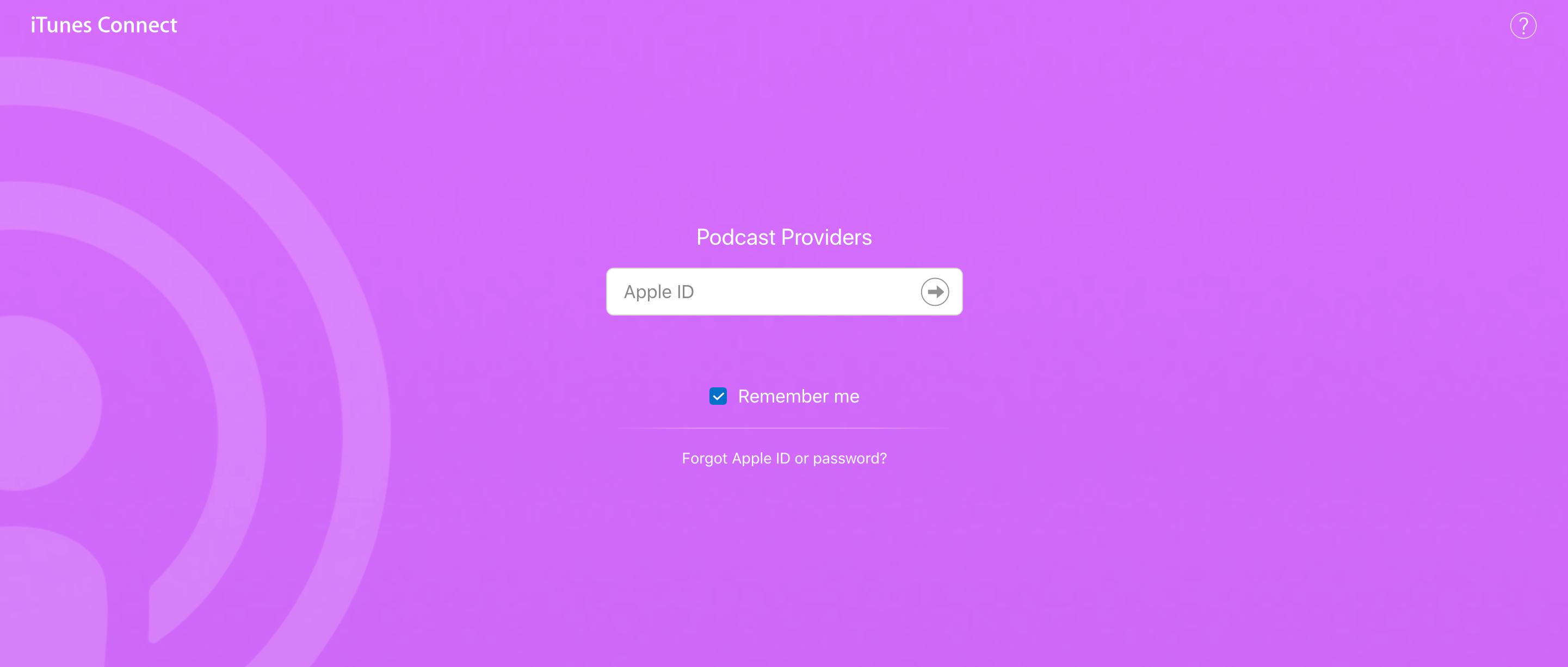 Logging into iTunes Connect for podcast providers