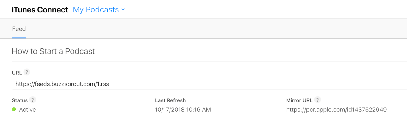 Updating RSS Feed in iTunes Connect